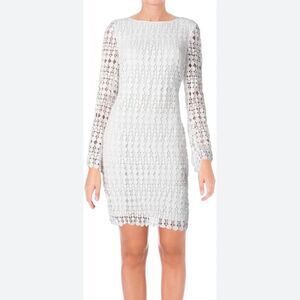 Lauren Ralph Lauren Dress womens size 8 cushion cut Lace white Geometric sheath